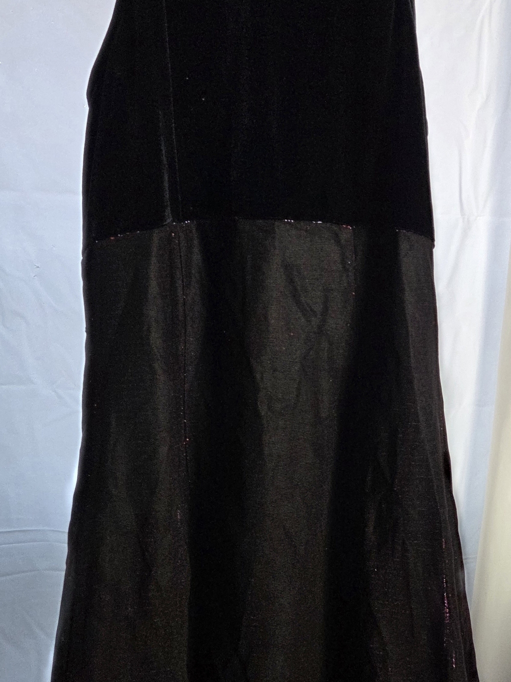 Roberta Bridal Black Velvet and Satin Maxi Skirt with Subtle Sheen